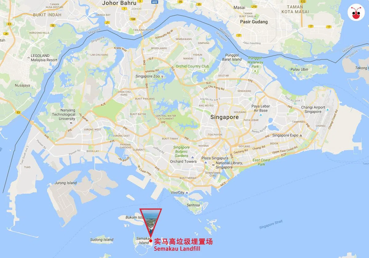  实马高位于新加坡本岛以南约八公里。（谢静怡制图） 