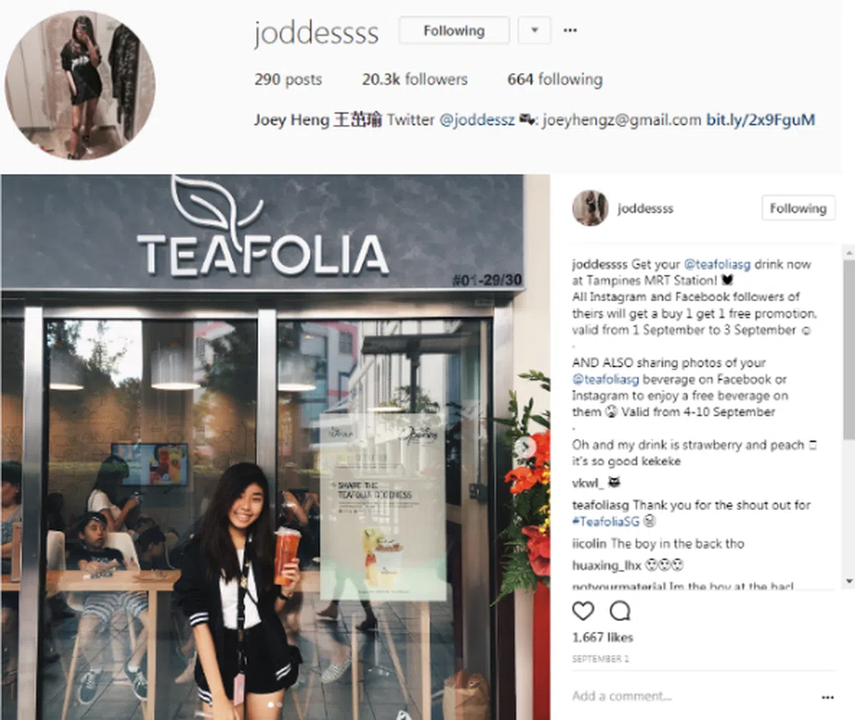  图为王茁瑜在为Teafolia做宣传。 