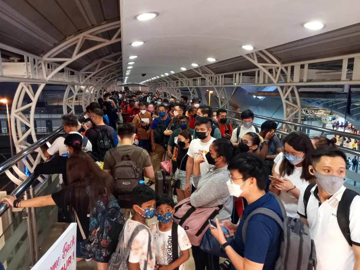 新柔边境重开后，两地关卡重现过去大排长龙的景象。（联合早报）