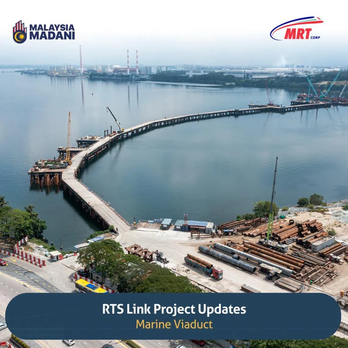 马国当局发布新柔地铁高架桥已见雏形的照片。（马国捷运公司）