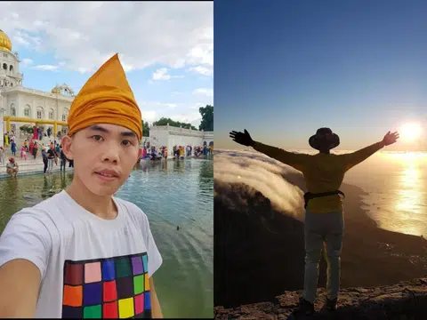（左）苏汉在印度首都新德里留影以及（右）在南非开普敦的留影。（取自Jeshua Soh的Instagram）