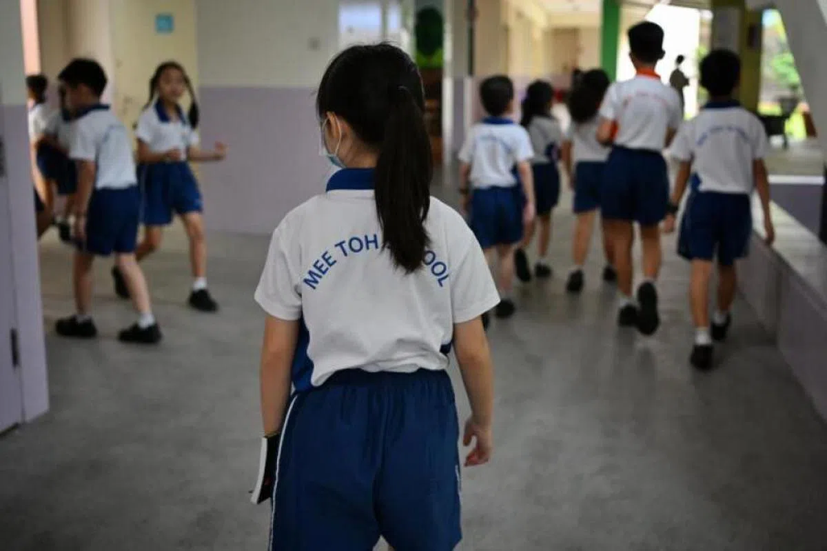 新加坡小学生。（海峡时报）