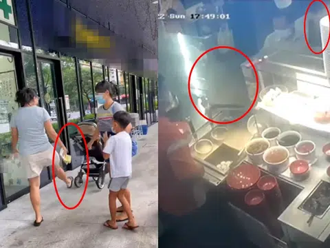 左图：4月20日，武吉巴督一间诊所的女职员与一名女子发生纠纷后用脚踢婴儿车。右图：4月24日，17岁少年打翻托盘“打脸”小贩，后者怒而拿着汤勺冲出档口打人。（红蚂蚁制图）