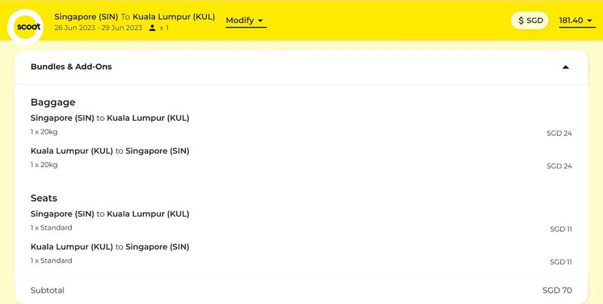 （酷航网站截图）