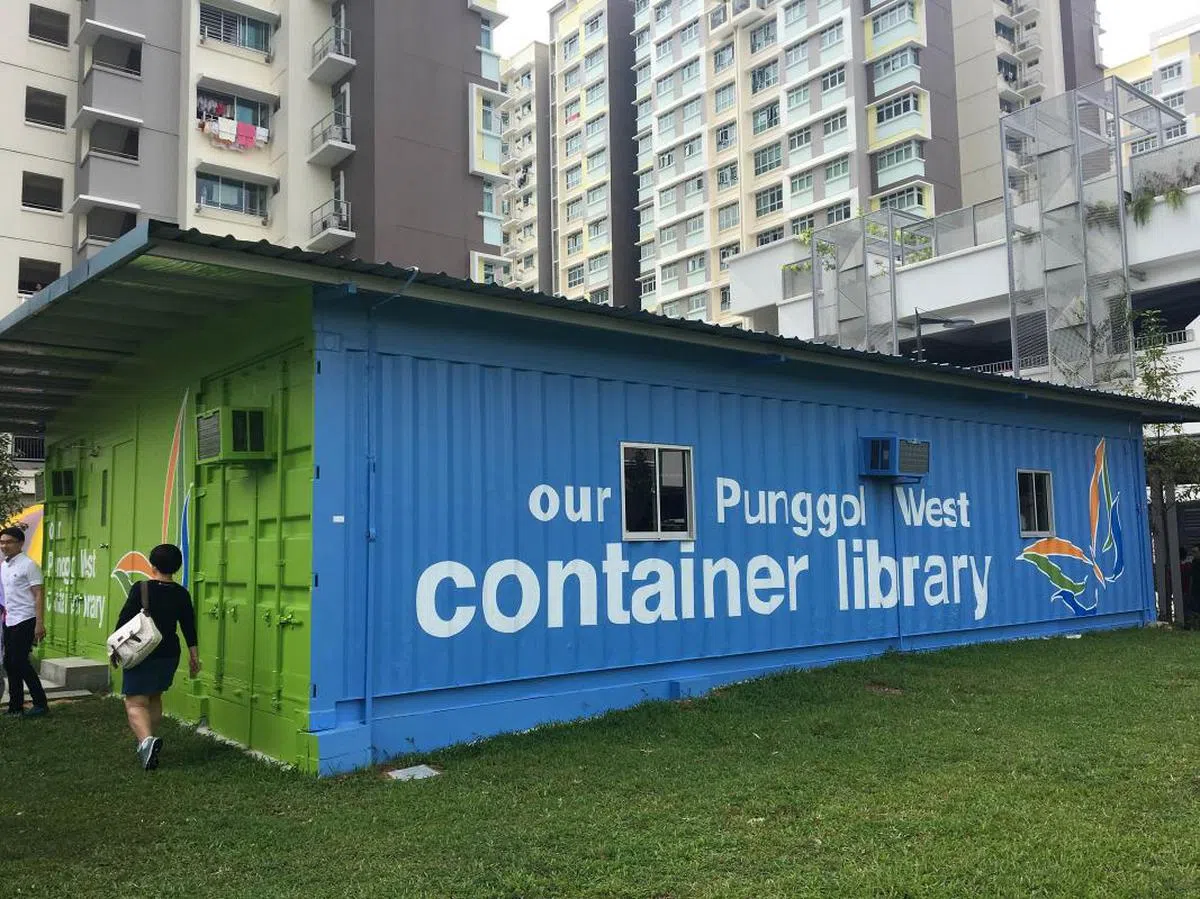 榜鹅西的集装箱图书馆。（联合早报） 