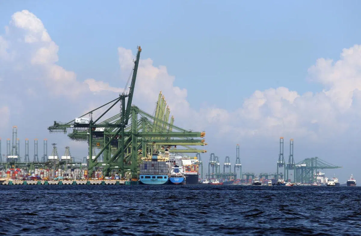  巴西班让集装箱码头（Pasir Panjang Terminal）。（联合早报） 