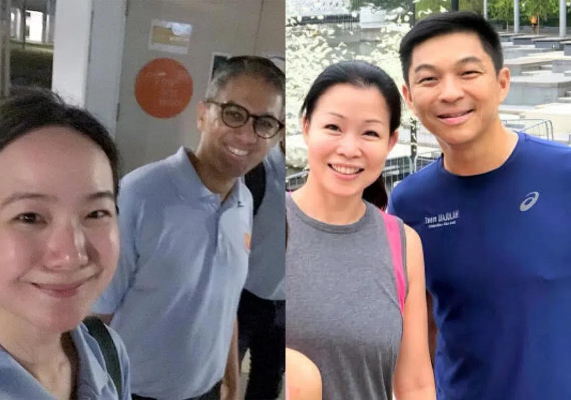 工人党的贝理安及佘雪玲（左图）和行动党的陈川仁及钟丽慧（右图）先后被踢爆有不当关系。（红蚂蚁制图）