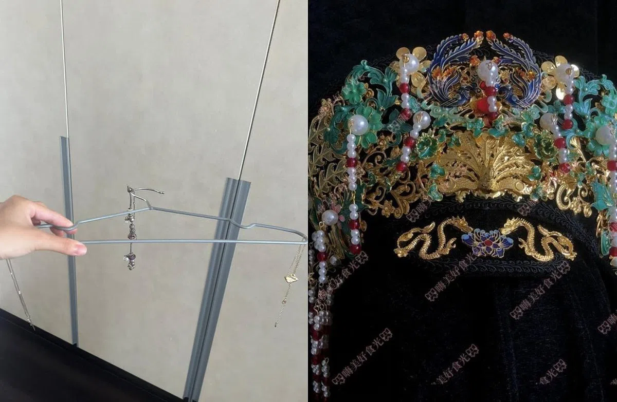 我们当年的自制头饰大约就是左图的样子，跟右图的宫廷剧头饰相比，就算不能说相似，也有几分神似吧......（红蚂蚁制图）