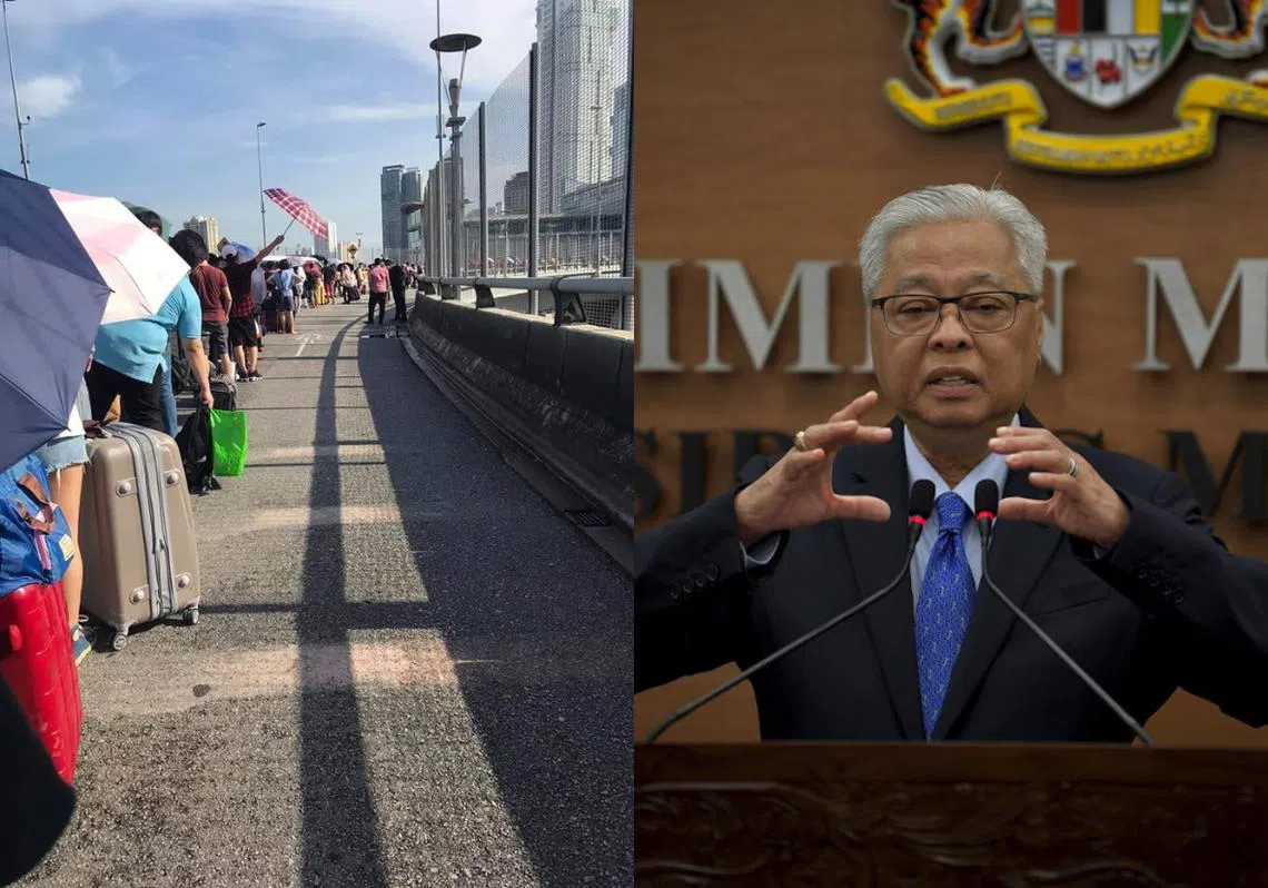 依斯迈沙比里（右）日前宣布所有抵马人士都需到隔离中心隔离。（李国豪制图）