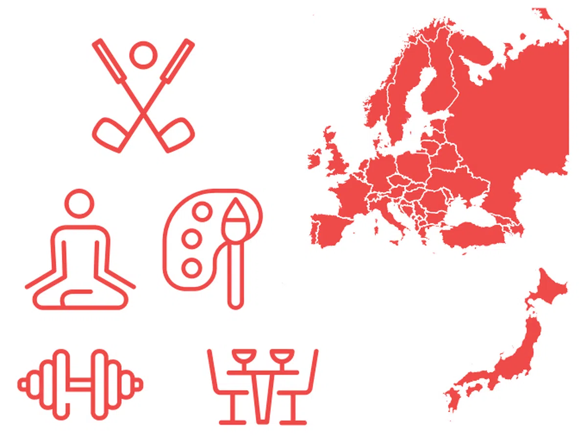  高等人去旅行的国家和从事的活动。（报告截图） 