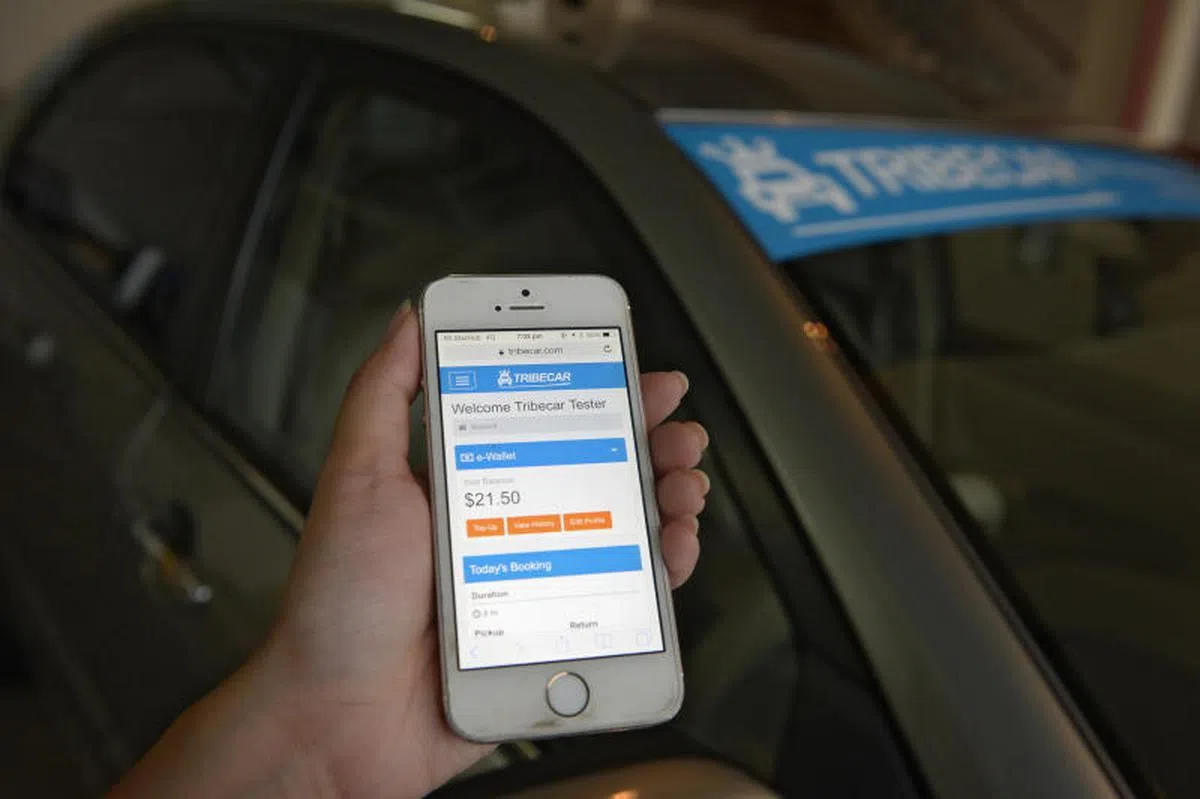  共享汽车服务供应者Tribecar。（海峡时报） 