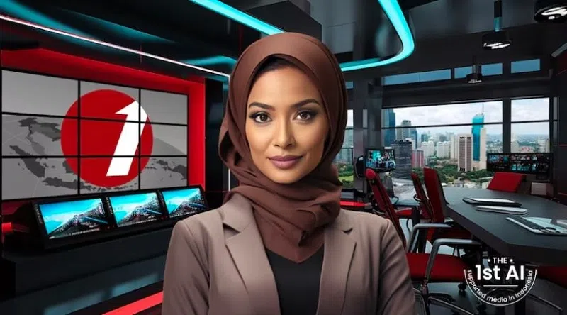 雅加达电视台新闻主播法哈达·印蒂的AI分身Nadira。（取自TVOne）