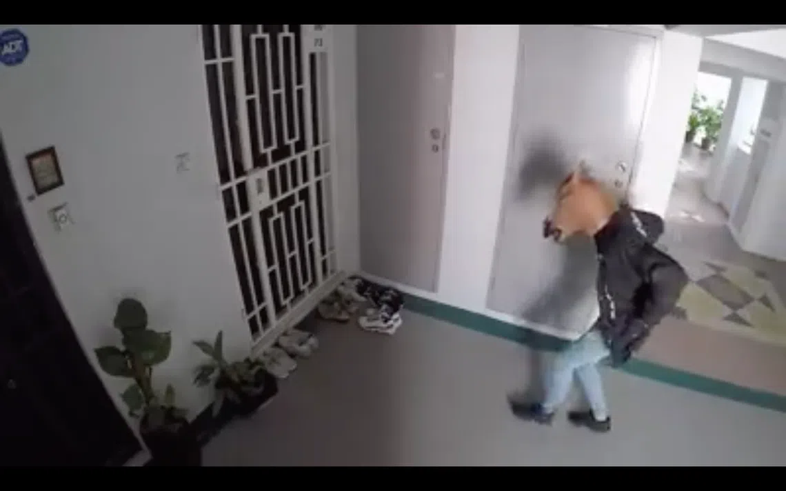 戴着马面具的偷鞋者。（SG Kay Poh面簿）