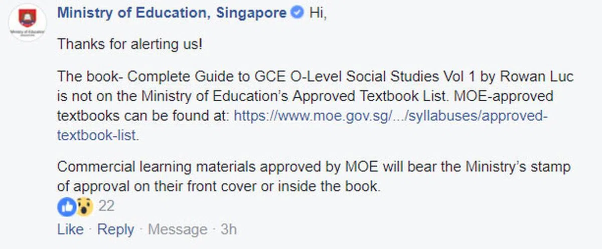  教育部迅速在面簿上作出澄清。（互联网） 