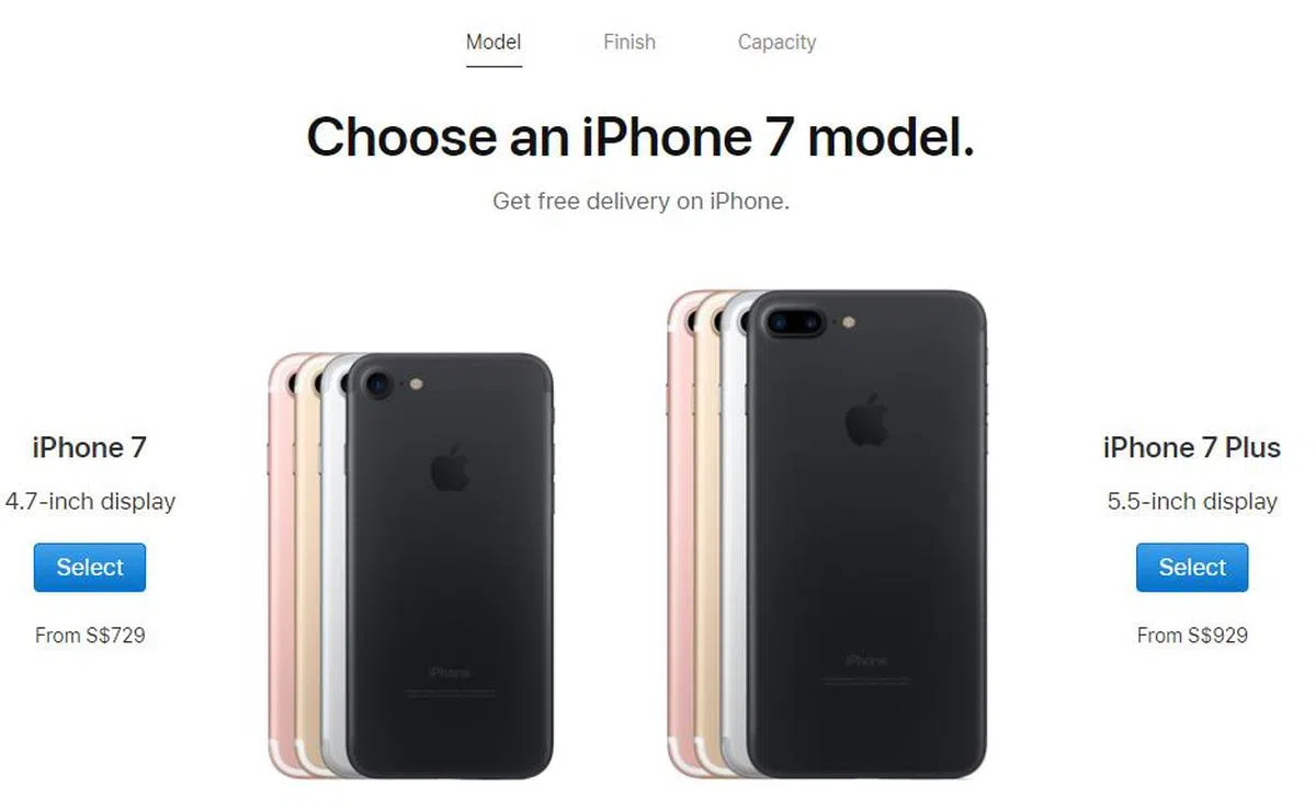  降价后的iPhone 7从729元起卖，iPhone 7 Plus售价为929元。（苹果官网截图） 