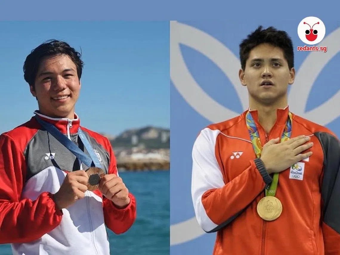 为新加坡赢得奥运奖牌的运动员墨士廉（左）与约瑟林（右）。（红蚂蚁制图）