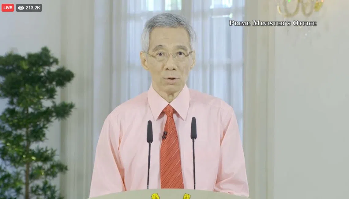 今天（4月3日）下午4时，李显龙总理向全国作出了重要的电视演讲。（视频截图）