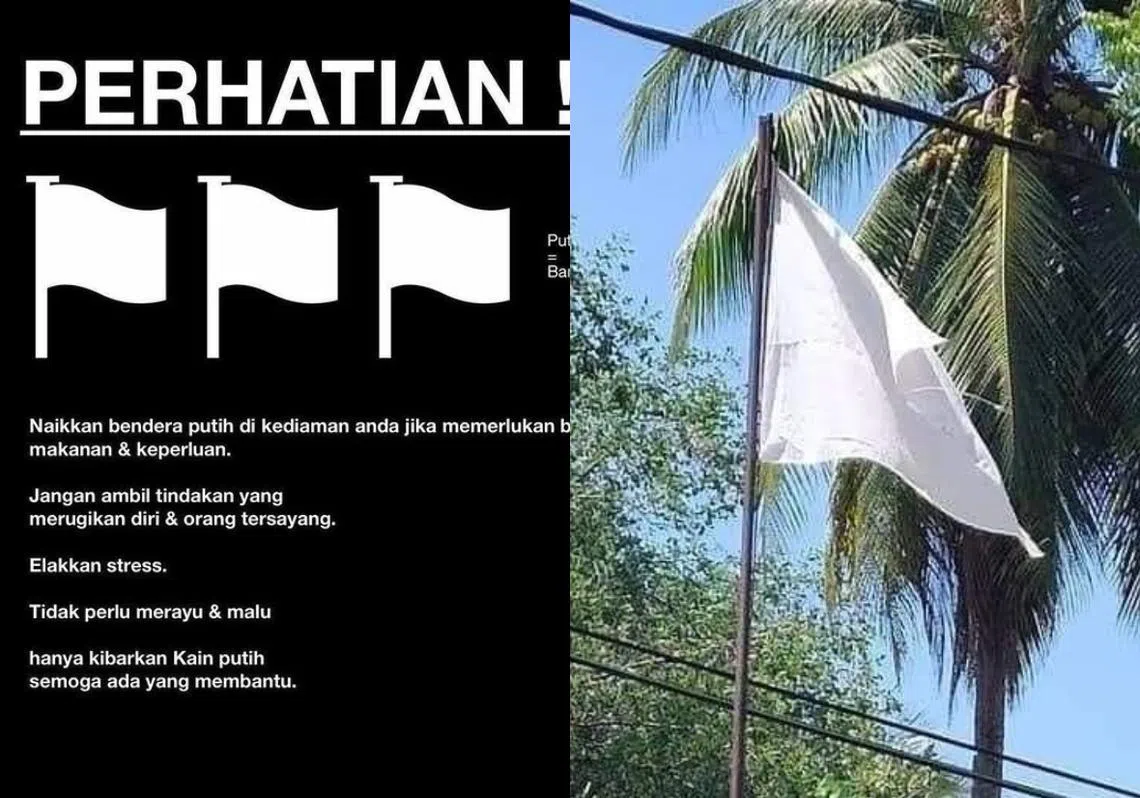 面对长期封锁措施导致一些民众陷入生活困境，马国民间自发发起“白旗运动”协助不幸者。（红蚂蚁制图）