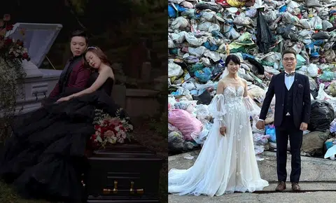 单看照片，蚁粉猜得出这两对新人是在哪里取景吗？（取自脸书／红蚂蚁制图）