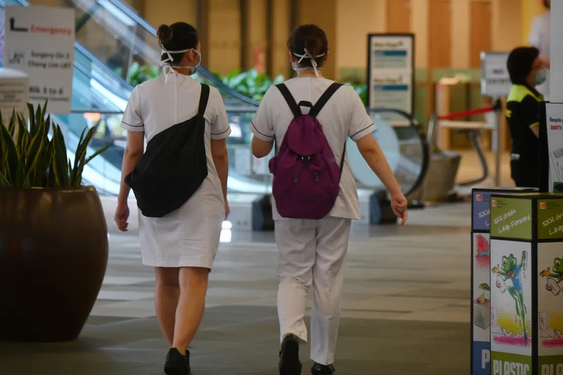 盛港综合医院的护士。（海峡时报）