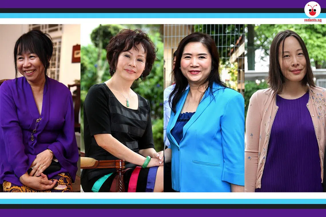 （从左到右）尚达曼妻子珍一藤木、陈钦亮妻子郑㛢(王凤)、吴振华妻子李丽恩、黄国松未婚妻刘以真。（红蚂蚁制图）