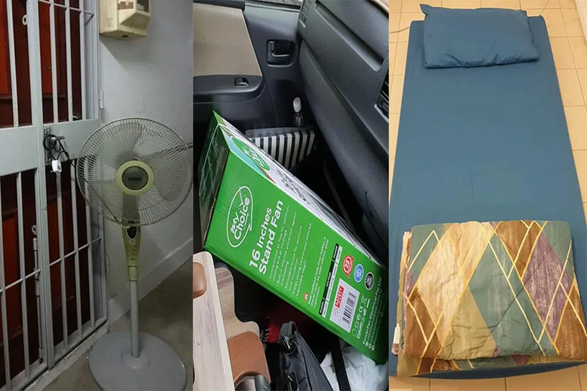  兄弟俩收到了两台电风扇、一套床褥、枕头、被单，以及一台冰箱。（Project Pencil Singapore面簿） 