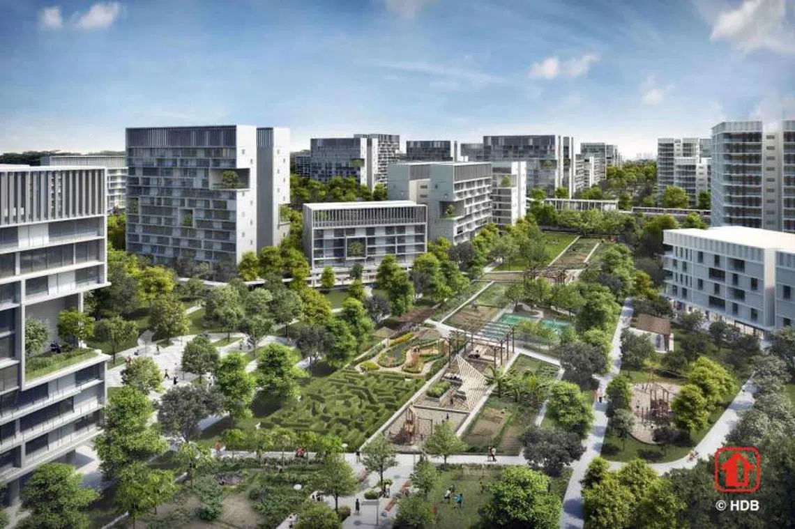 登加新镇田园农道将保留2000平方迷得空间，作为社区花园。新镇也将设46公里长的脚车通道，未来将试行无人车计划。（建屋局提供）