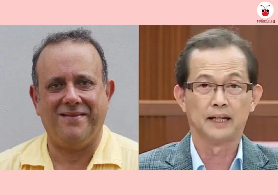 革新党秘书长肯尼斯（左）和新加坡前进党非选区议员梁文辉（右）最近都接获当局援引《防止网络假信息和网络操纵法令》（POFMA）发出的更正指示。（红蚂蚁制图）