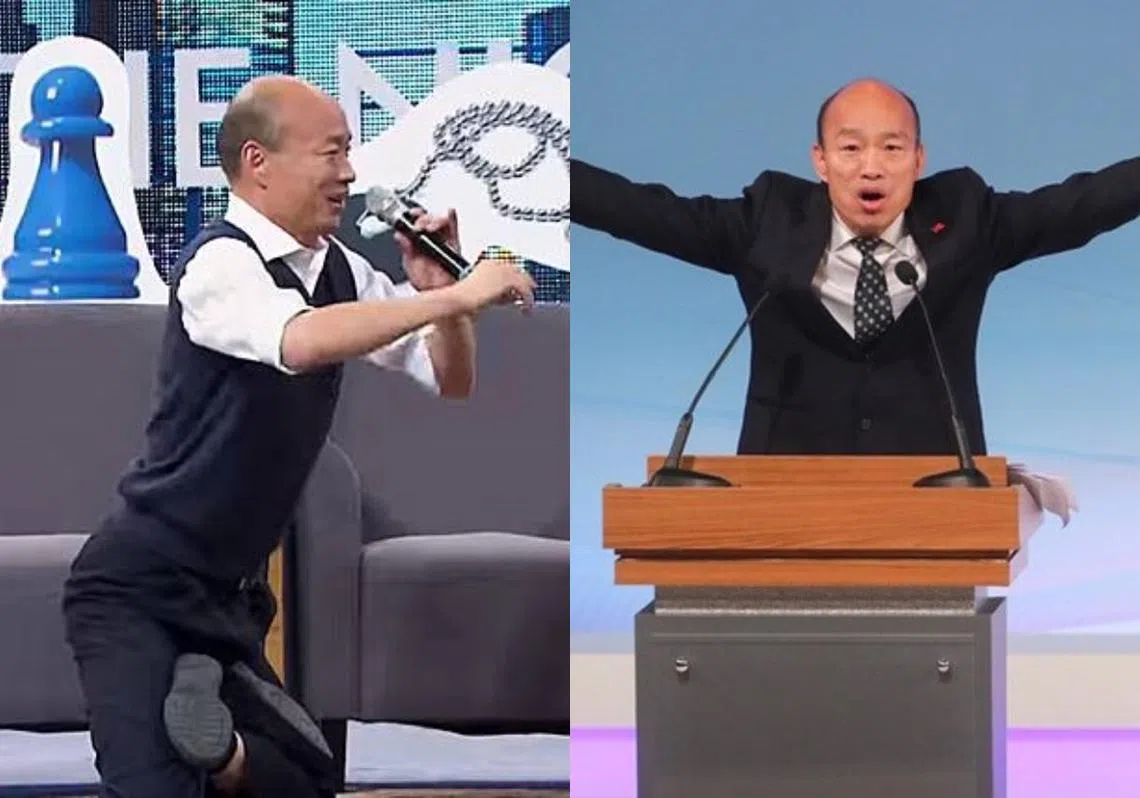 韩国瑜在总统选举电视辩论会上突然发难谩骂提问媒体。（李国豪制图）