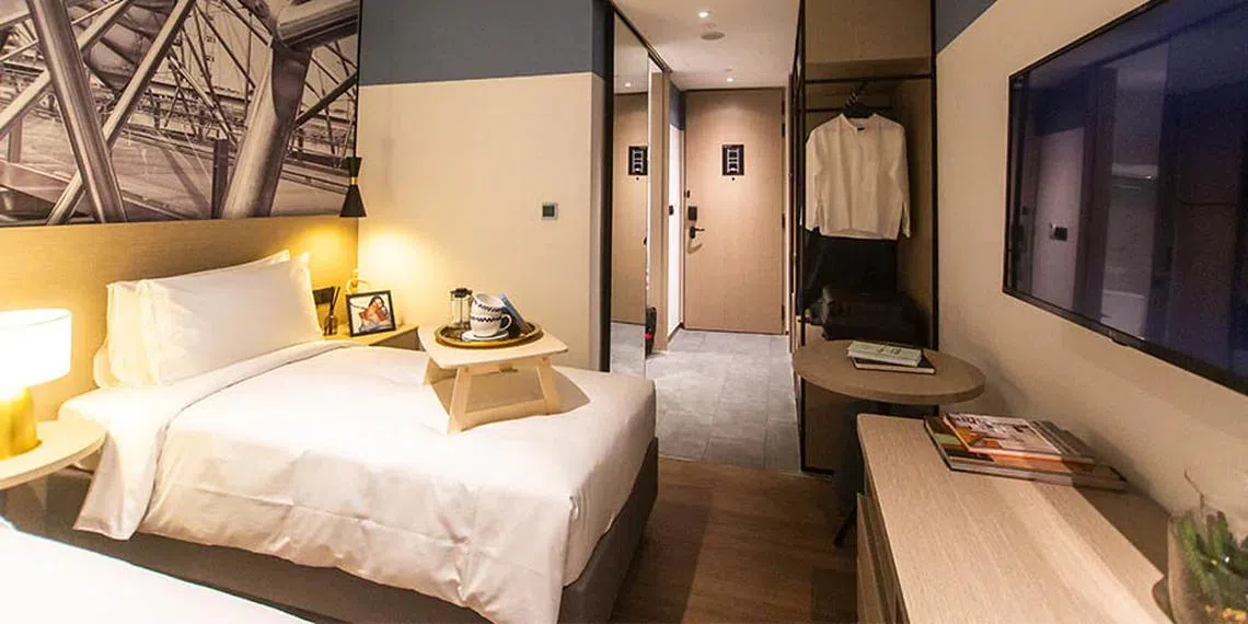 集检测、居住、工作和会议功能的会聚@樟宜将于下个月迎来首批商务旅客。（会聚@樟宜）