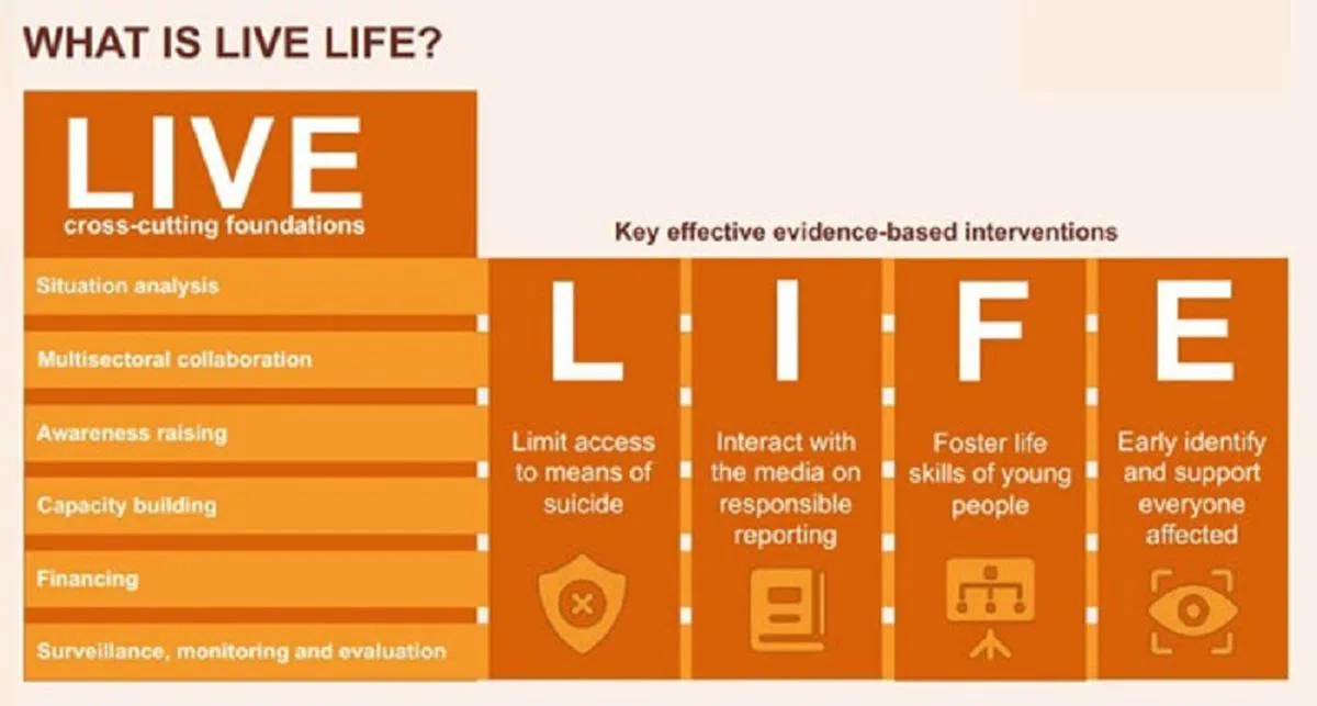 世界卫生组织2021年提出的“珍爱生命（LIVE LIFE）”框架。（取自世界卫生组织网站）
