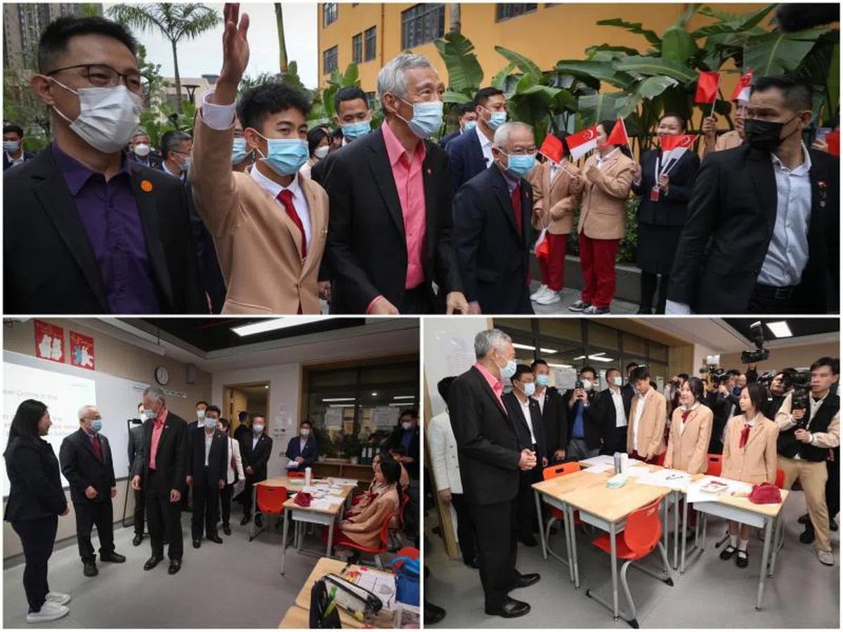 李显龙总理参观广州新侨学校。（新加坡通讯及新闻部提供）