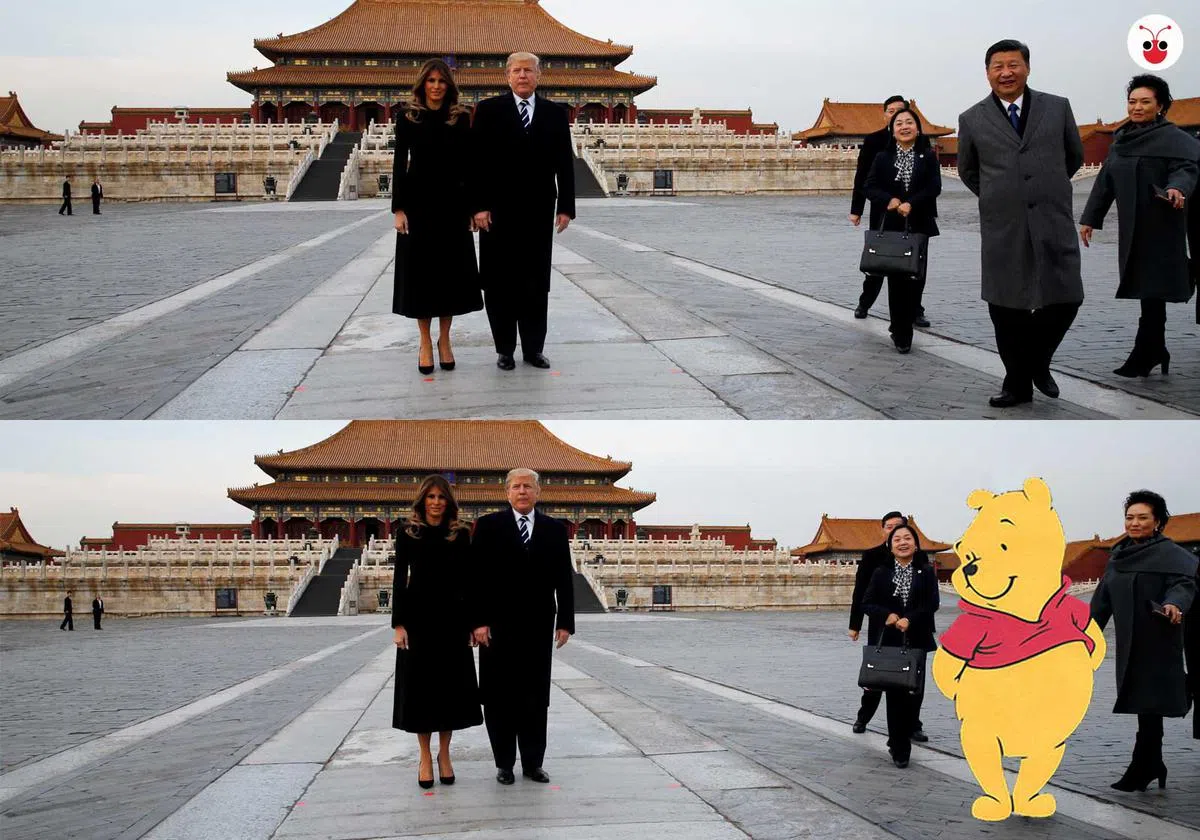  维尼熊因为神似习近平主席而惨操封禁。（谢静怡制图） 