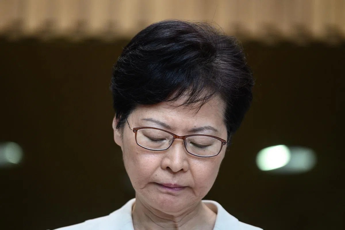  反送中示威者未必对林郑月娥的撤回修例决定买账。（法新社） 