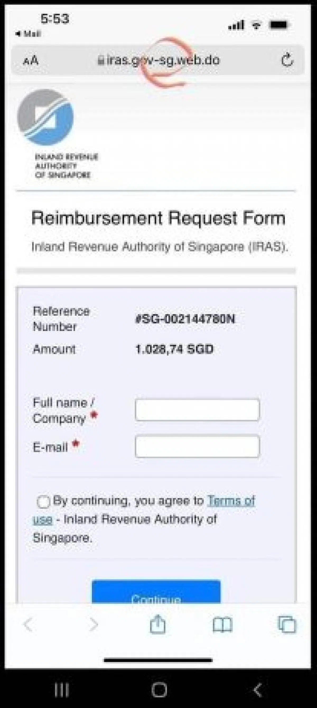 假的税务局网站。（互联网）