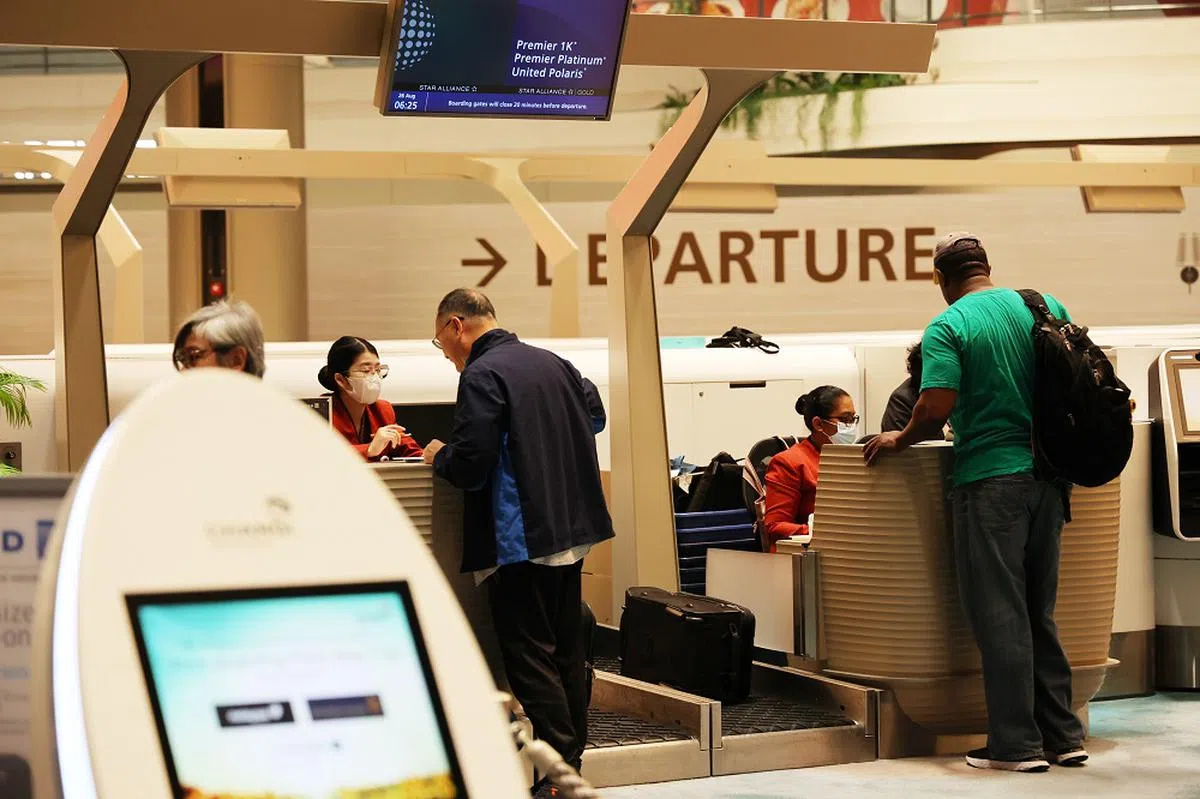 樟宜机场离境大厅。（联合早报）