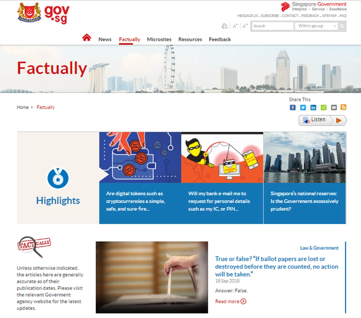  Factually网站。（Gov.sg） 