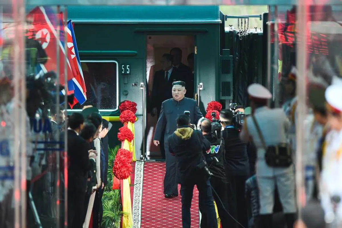  金正恩抵达越南边境城市同登。（法新社） 