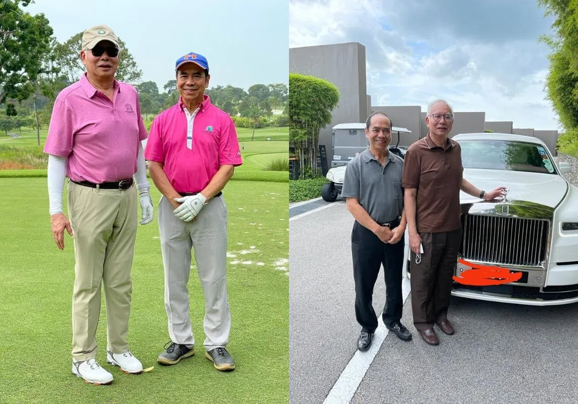 纳吉和“薄饼大王”魏成辉在本地打高尔夫球的照片在马国社媒引发轩然大波。（祖纳面簿）