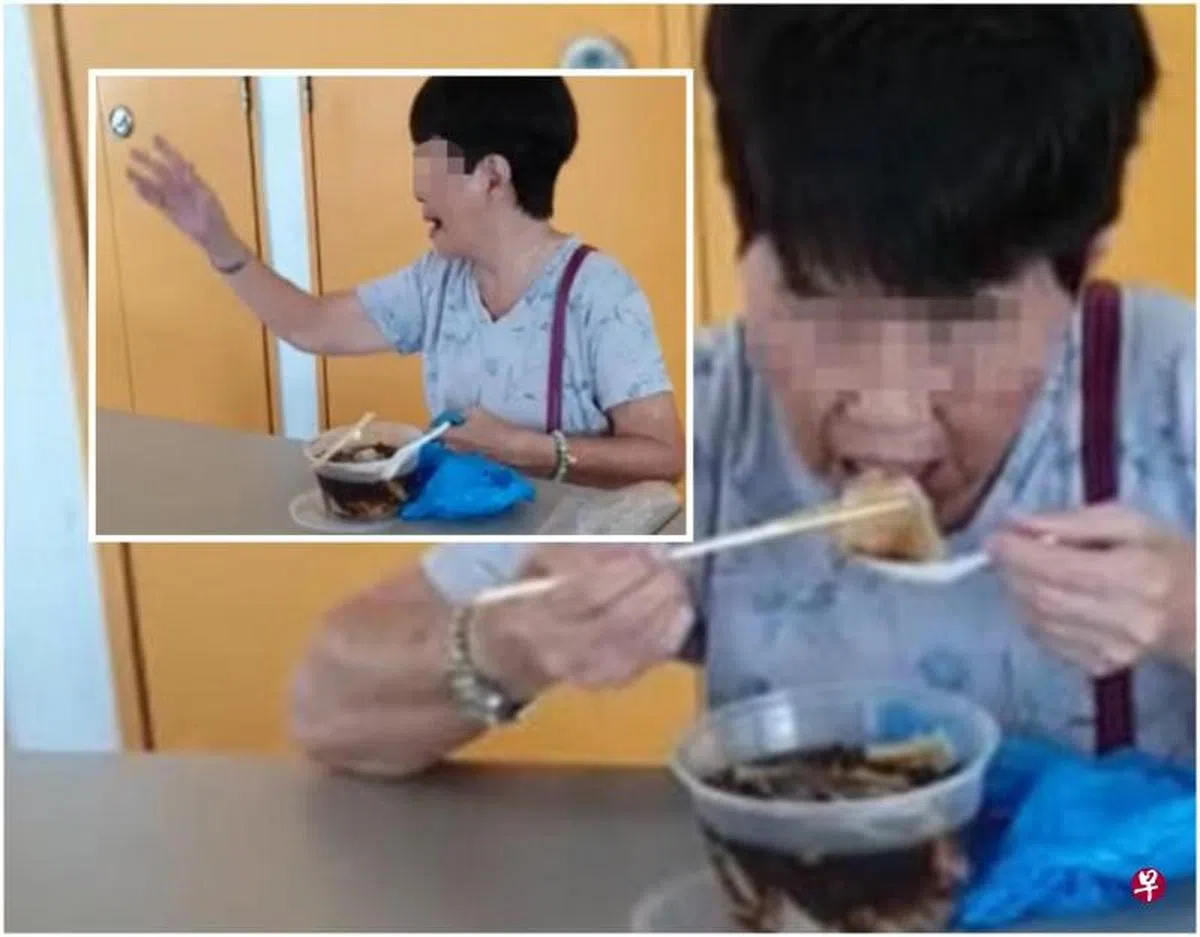  本地阿嫂无惧罚款，大喇喇的在咖啡店大快朵颐。（联合早报） 