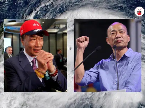 左起：郭台铭与韩国瑜。（红蚂蚁制图）