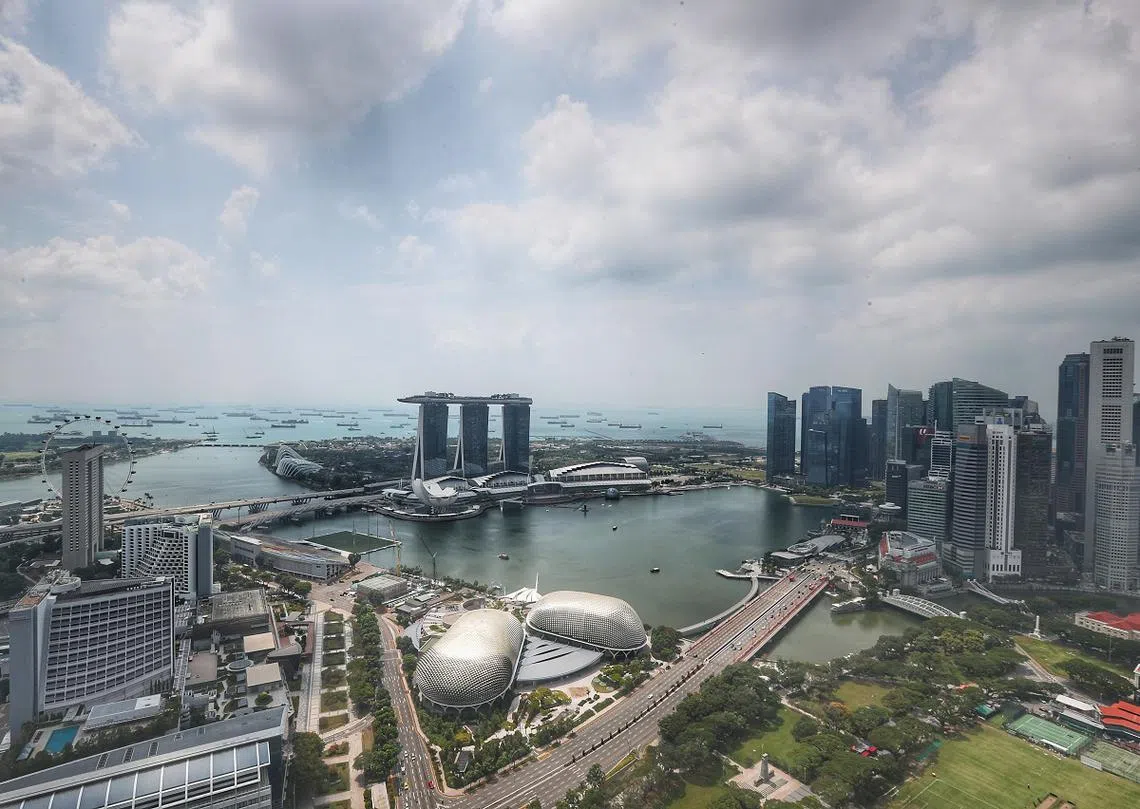 新加坡滨海湾一带。（海峡时报）
