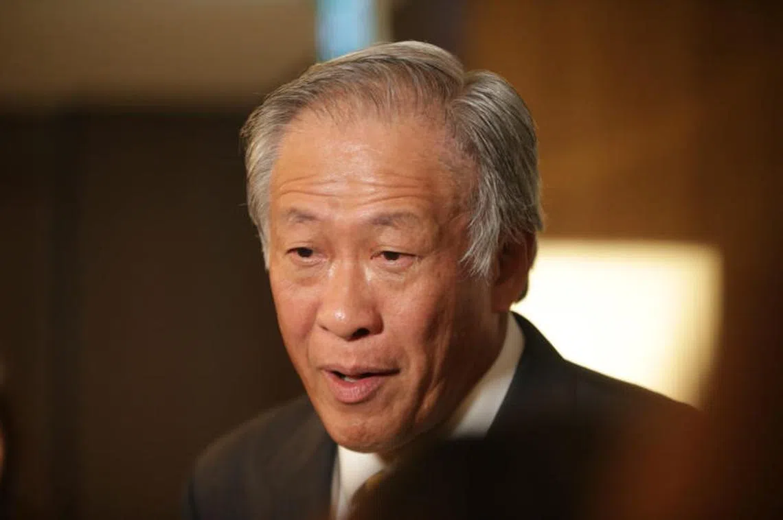 新加坡国防部长黄永宏。（海峡时报）