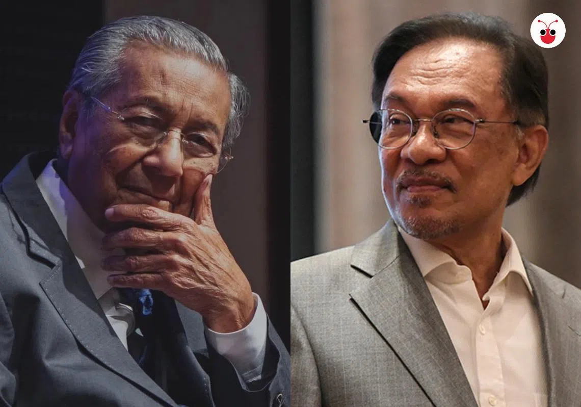 马哈迪（左）交棒安华（右）计划可能又有变数。（李国豪制图）