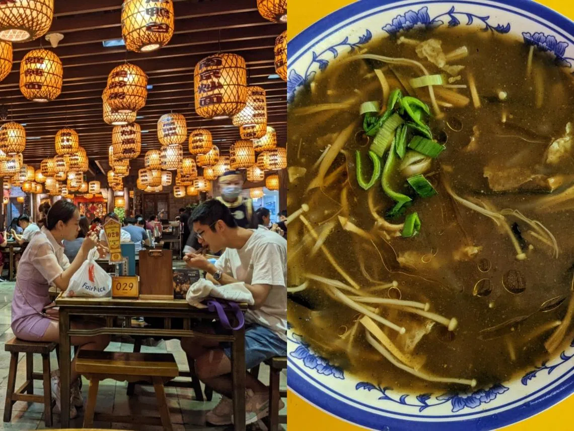 左图为南京大排档，右图为河南美食胡椒汤。（driftingclouds）