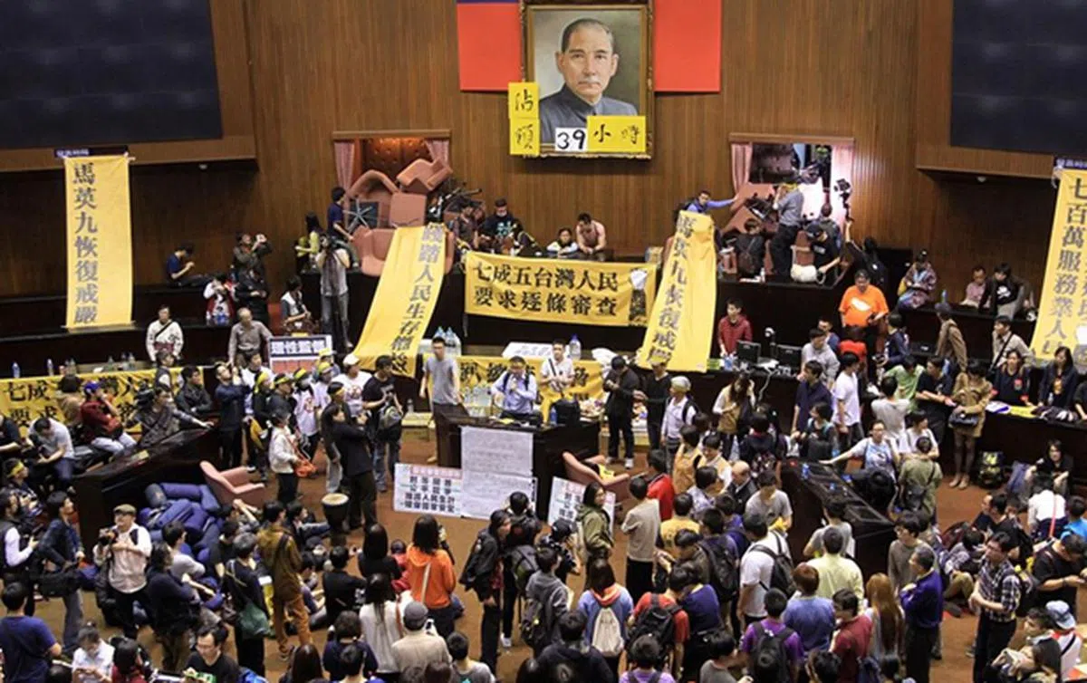  太阳花学运成功迫使政府退回具争议性的服贸协议。（互联网） 