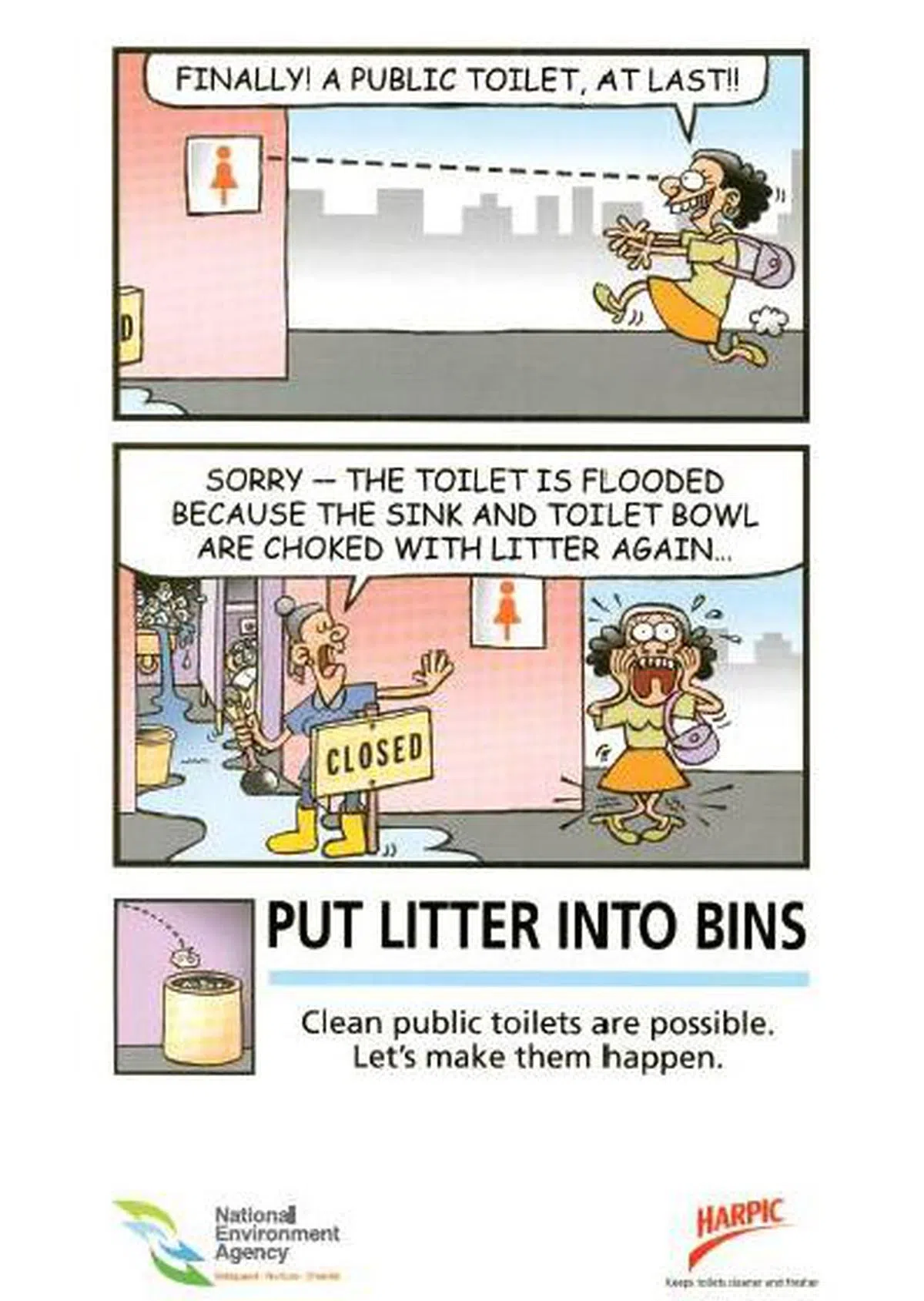 请把厕纸扔进垃圾桶里。（环境局）