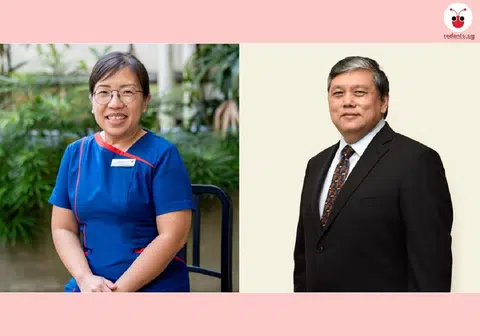 亚历山大医院副总裁李桂香（左）和建屋发展局主席林双河（右）。（红蚂蚁制图）