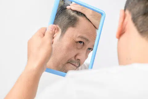 再怎么照镜子，头发也不会长回来。（ALAMY）