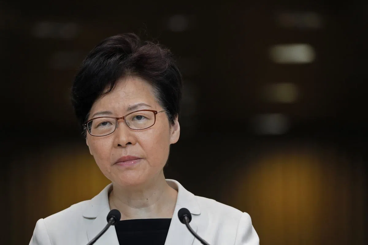  林郑月娥表示不接受民间五大诉求。（美联社） 